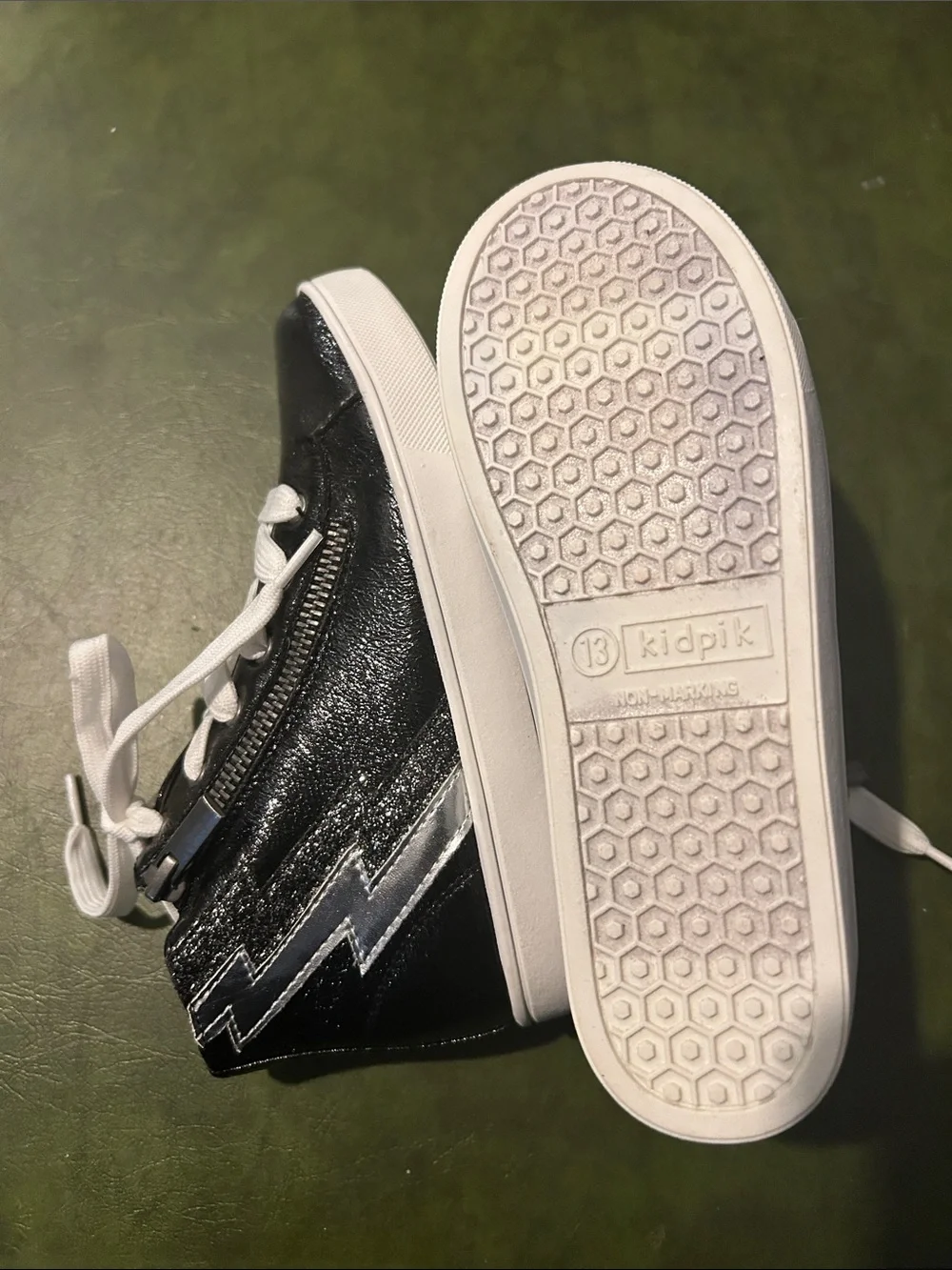 kidpik Black High-Top Sneakers with White Laces